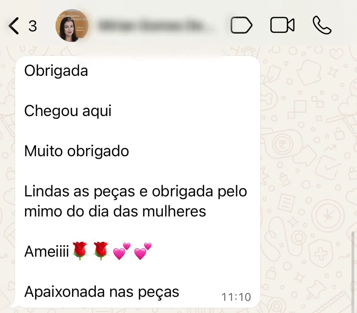 Depoimento de cliente no WhatsApp