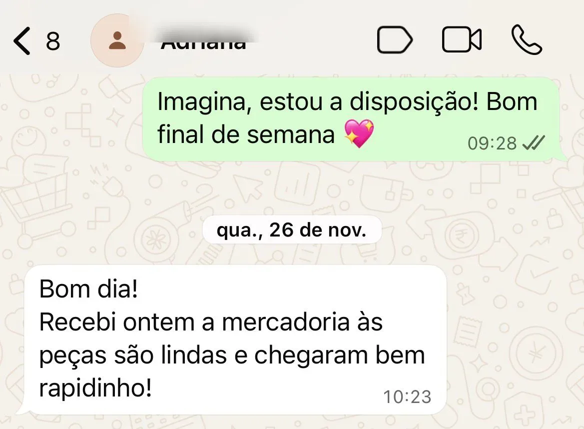 Depoimento de cliente no WhatsApp