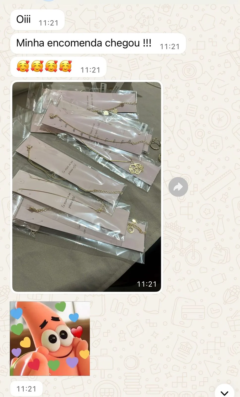 Depoimento de cliente no WhatsApp