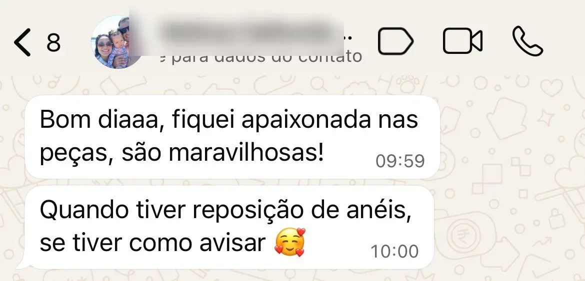 Depoimento de cliente no WhatsApp